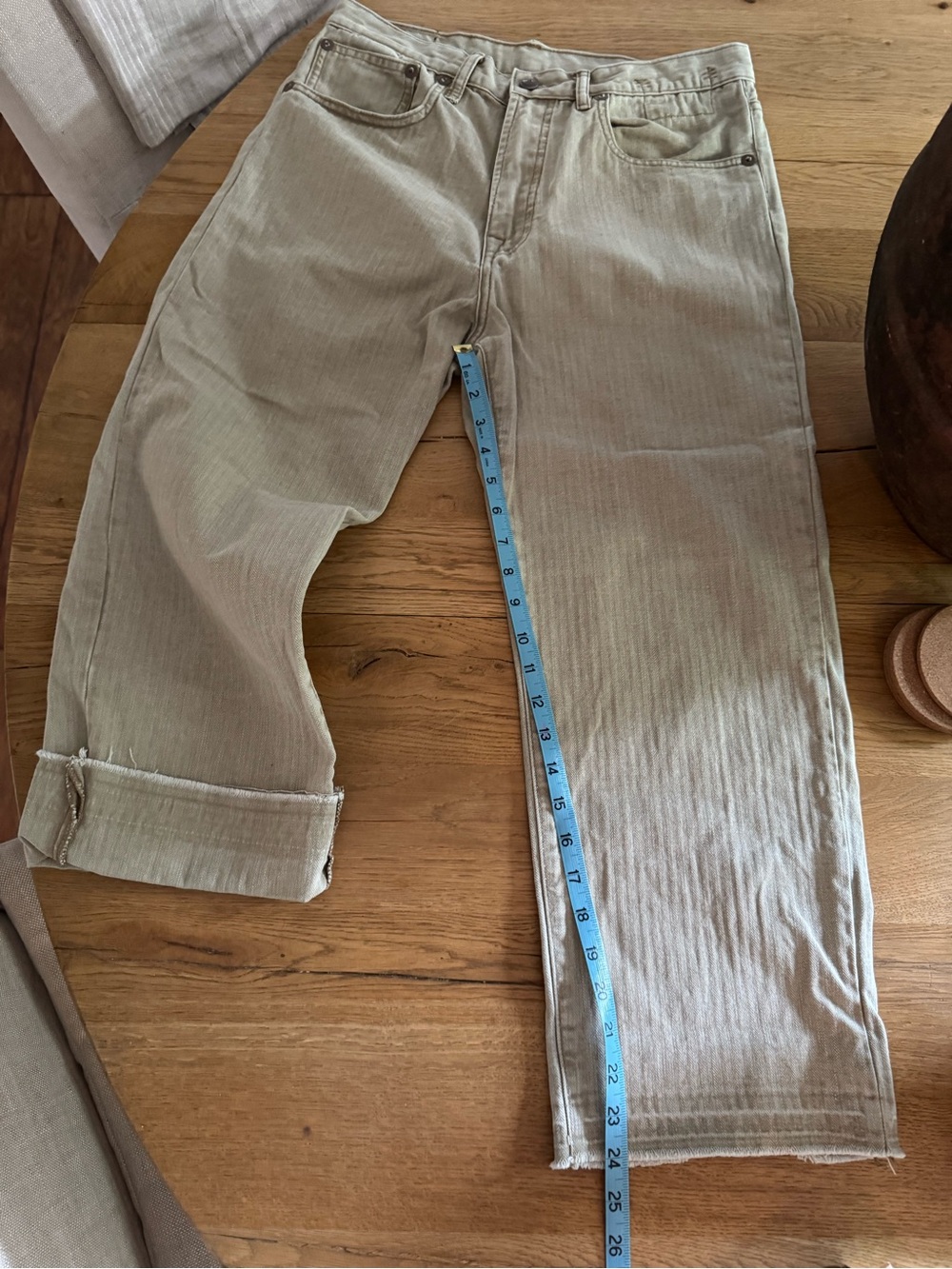 R13 Women's Straight Leg Jeans in Khaki - Picture 12 of 14